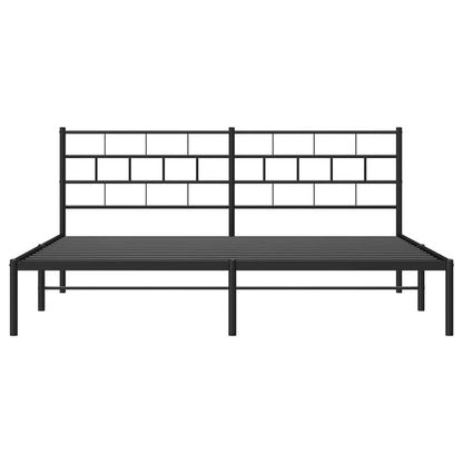 Metal Bed Frame without Mattress with Headboard Black 193x203cm
