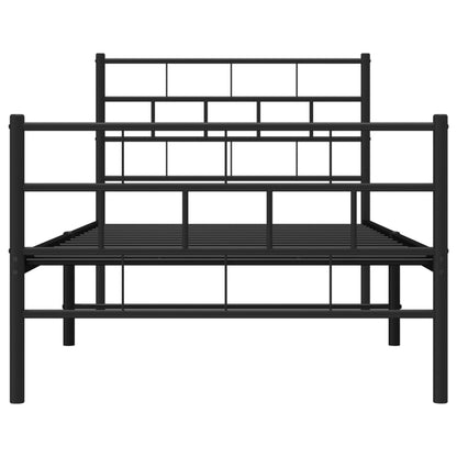 Metal Bed Frame without Mattress with Footboard Black 90x200cm