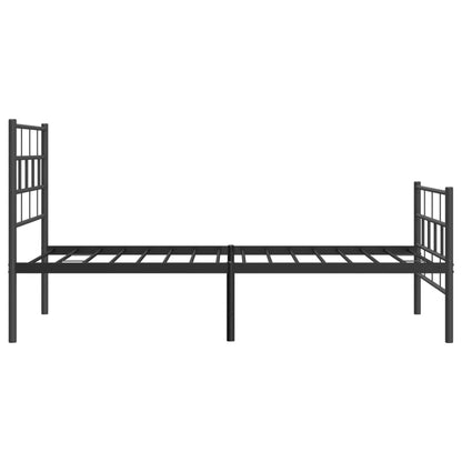 Metal Bed Frame without Mattress with Footboard Black 107x203cm