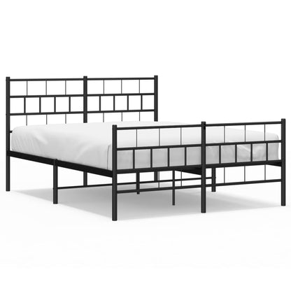 Metal Bed Frame without Mattress with Footboard Black 120x190cm