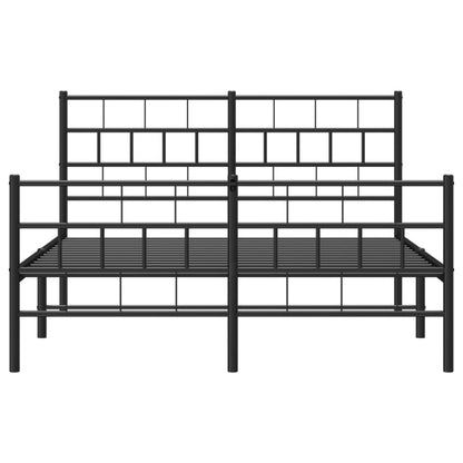 Metal Bed Frame without Mattress with Footboard Black 120x190cm