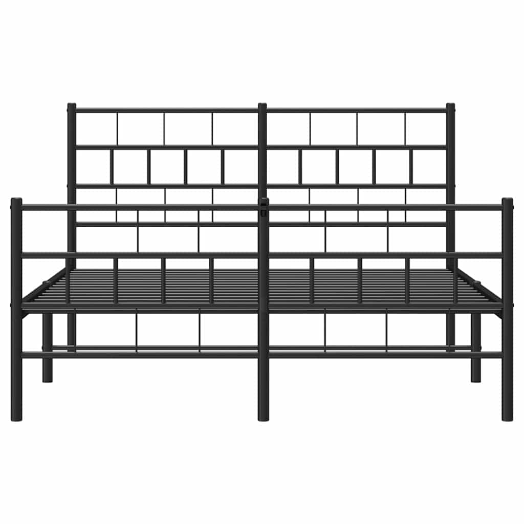 Metal Bed Frame without Mattress with Footboard Black 150x200cm