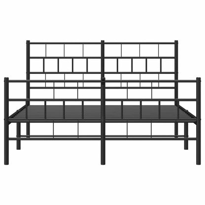 Metal Bed Frame without Mattress with Footboard Black 150x200cm