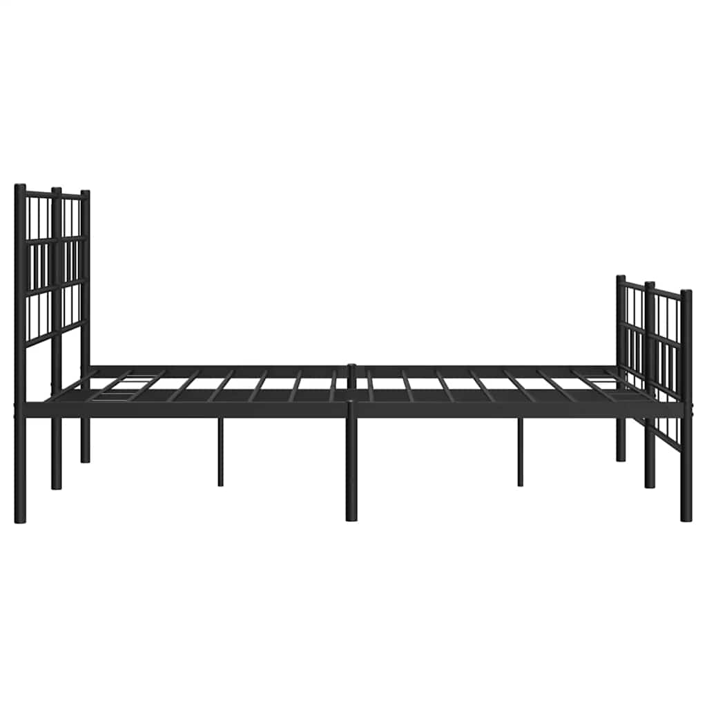 Metal Bed Frame without Mattress with Footboard Black 150x200cm