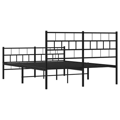 Metal Bed Frame without Mattress with Footboard Black 150x200cm