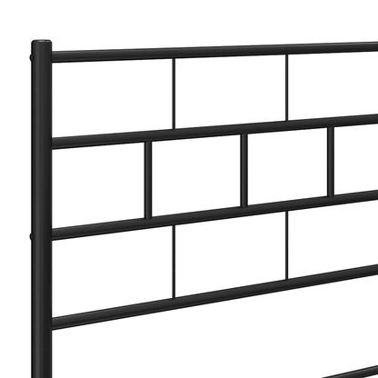 Metal Bed Frame without Mattress with Footboard Black 150x200cm