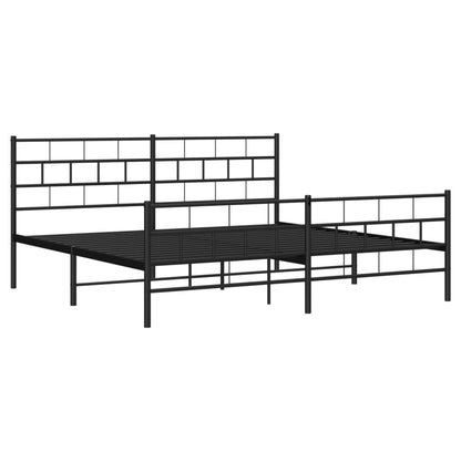 Metal Bed Frame without Mattress with Footboard Black 180x200cm