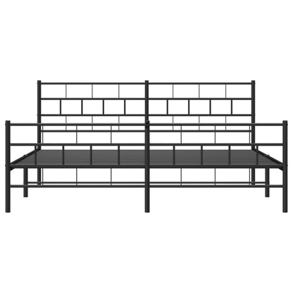 Metal Bed Frame without Mattress with Footboard Black 180x200cm