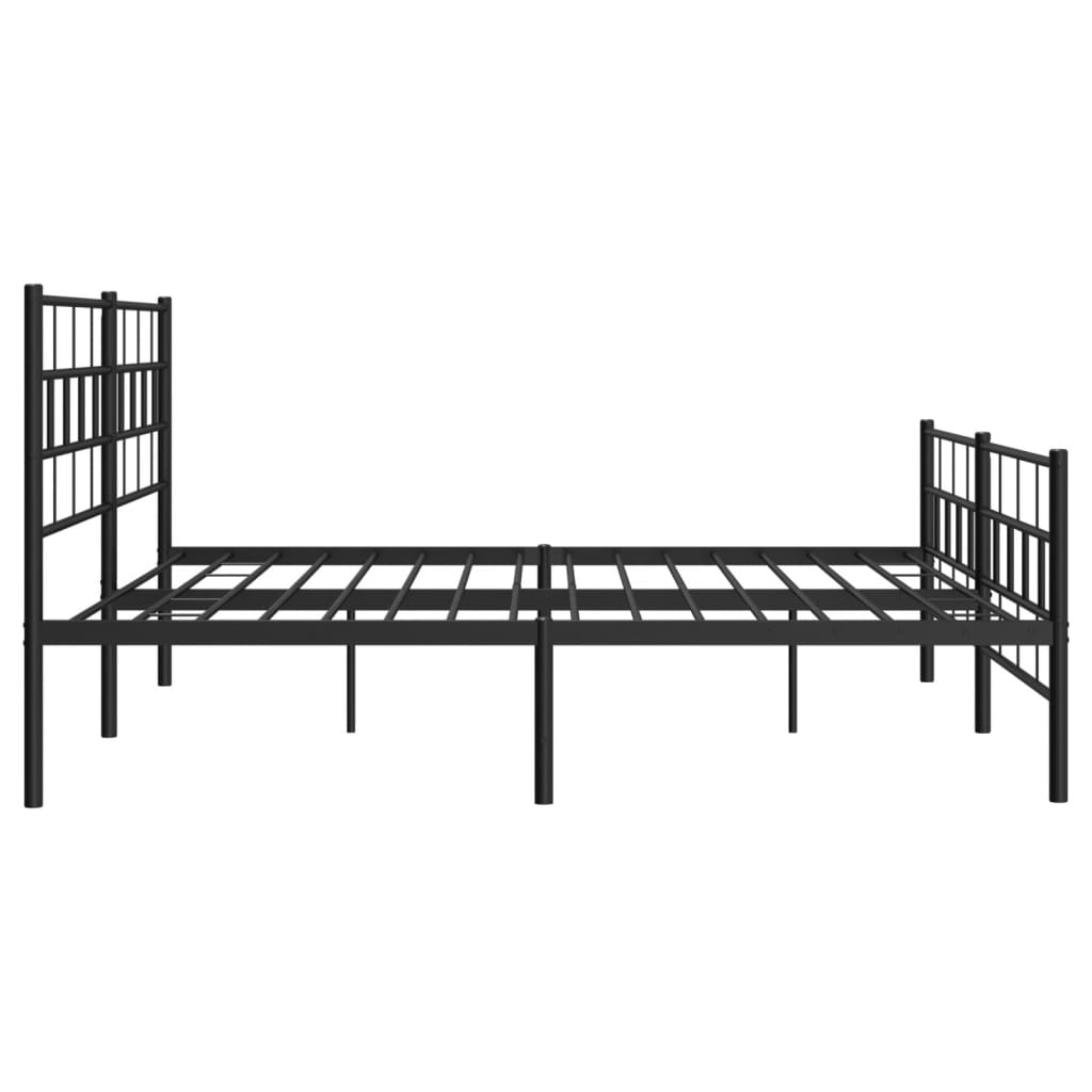 Metal Bed Frame without Mattress with Footboard Black 180x200cm
