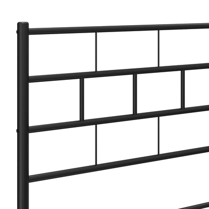 Metal Bed Frame without Mattress with Footboard Black 180x200cm