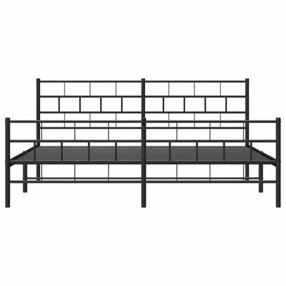 Metal Bed Frame without Mattress with Footboard Black 183x213cm