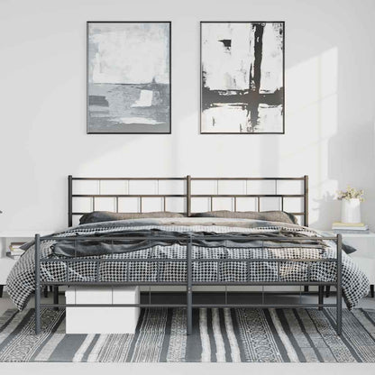 Metal Bed Frame without Mattress with Footboard Black 193x203cm
