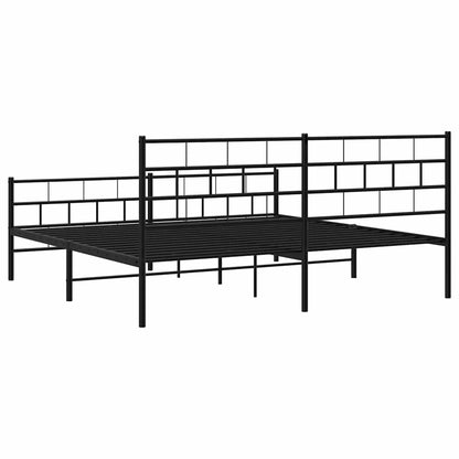 Metal Bed Frame without Mattress with Footboard Black 193x203cm