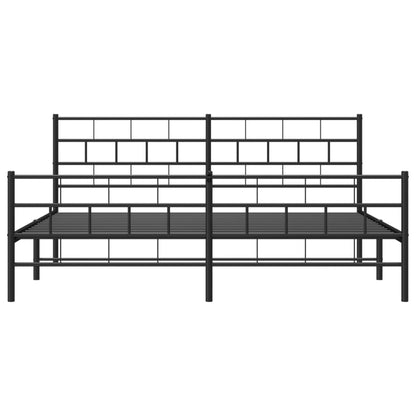 Metal Bed Frame without Mattress with Footboard Black 200x200cm