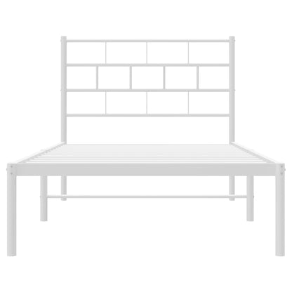 Metal Bed Frame without Mattress with Headboard White 90x190cm