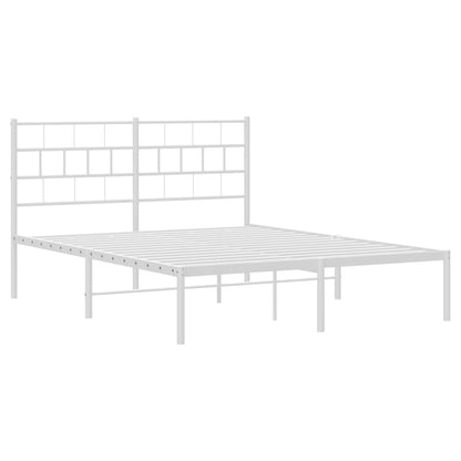 Metal Bed Frame without Mattress with Headboard White 120x200cm