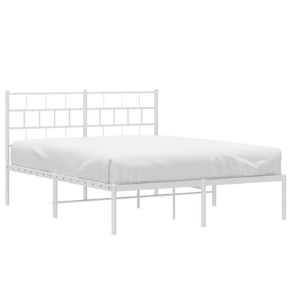 Metal Bed Frame without Mattress with Headboard White 140x200cm