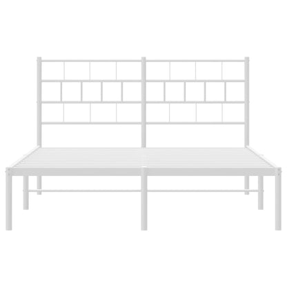 Metal Bed Frame without Mattress with Headboard White 140x200cm