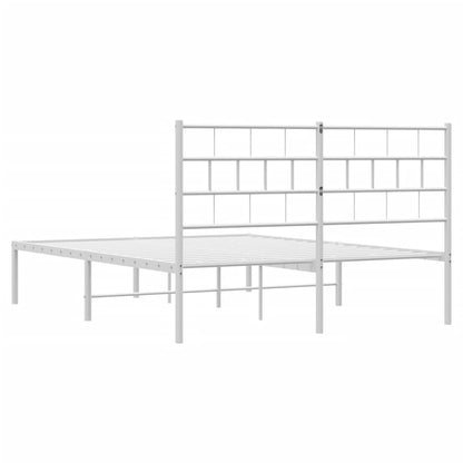 Metal Bed Frame without Mattress with Headboard White 140x200cm