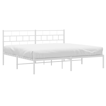Metal Bed Frame without Mattress with Headboard White 180x200cm