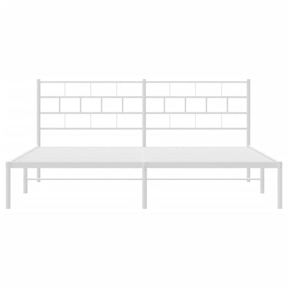 Metal Bed Frame without Mattress with Headboard White 180x200cm
