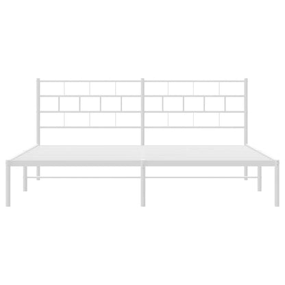 Metal Bed Frame without Mattress with Headboard White 183x213cm