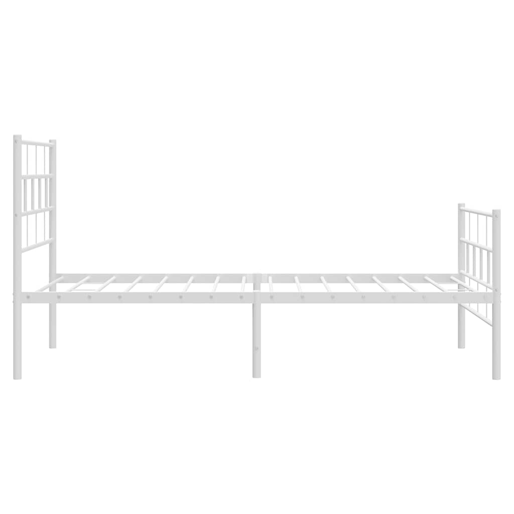 Metal Bed Frame without Mattress with Footboard White 100x190cm