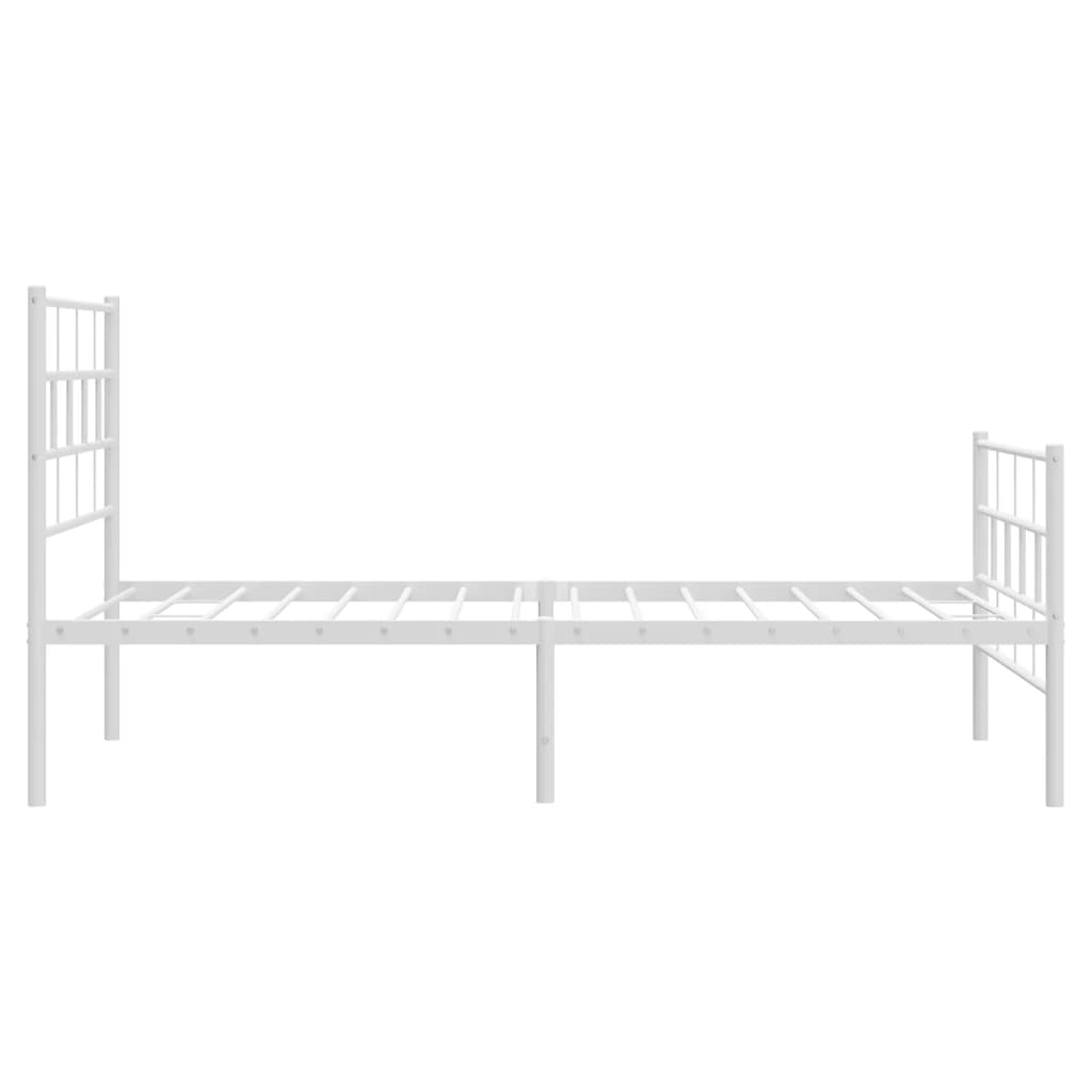 Metal Bed Frame without Mattress with Footboard White 107x203cm