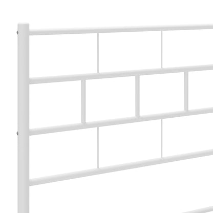 Metal Bed Frame without Mattress with Footboard White 107x203cm