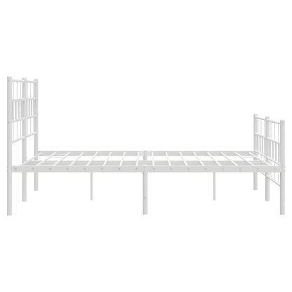 Metal Bed Frame without Mattress with Footboard White 120x200cm