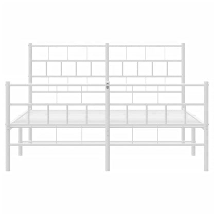 Metal Bed Frame without Mattress with Footboard White 140x190cm