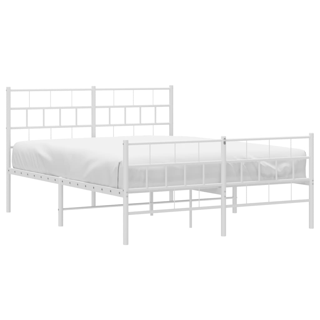 Metal Bed Frame without Mattress with Footboard White 140x200cm