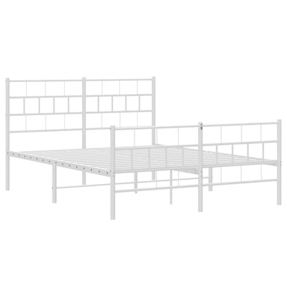 Metal Bed Frame without Mattress with Footboard White 140x200cm