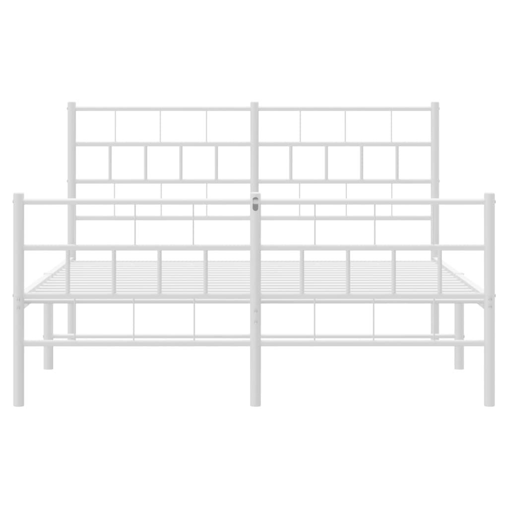 Metal Bed Frame without Mattress with Footboard White 140x200cm
