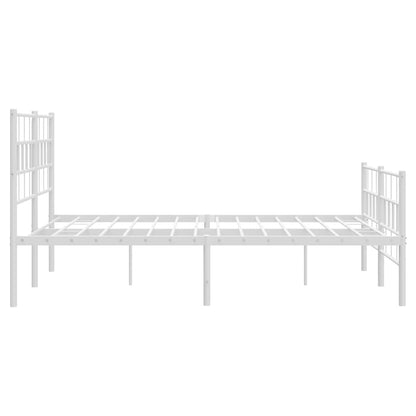 Metal Bed Frame without Mattress with Footboard White 140x200cm