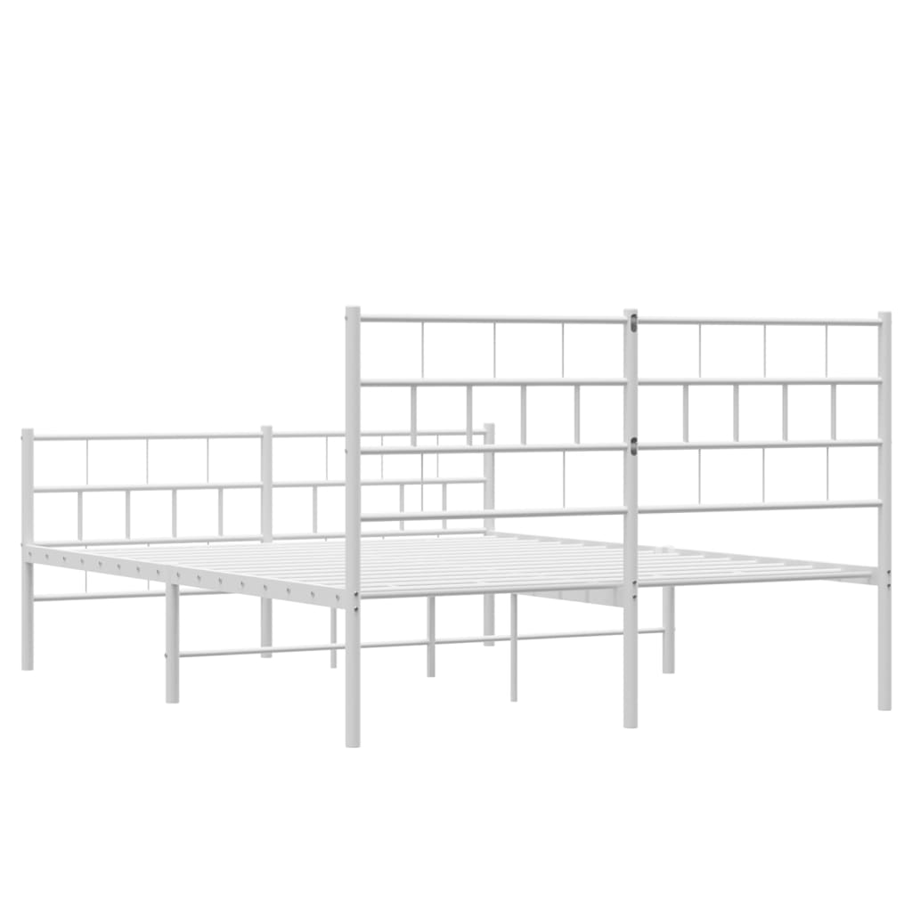Metal Bed Frame without Mattress with Footboard White 140x200cm