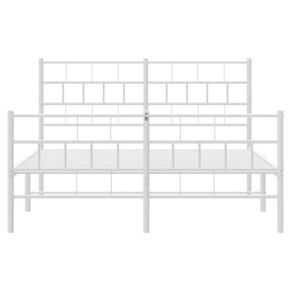 Metal Bed Frame without Mattress with Footboard White 160x200cm