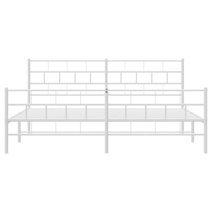 Metal Bed Frame without Mattress with Footboard White 180x200cm