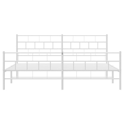 Metal Bed Frame without Mattress with Footboard White 183x213cm