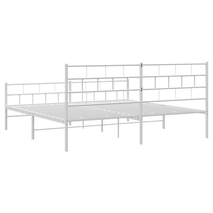 Metal Bed Frame without Mattress with Footboard White 200x200cm