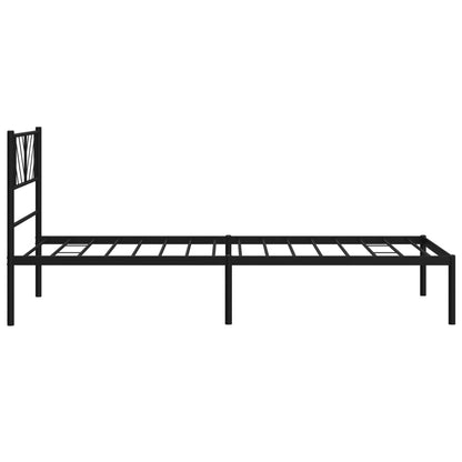 Metal Bed Frame without Mattress with Headboard Black 75x190cm
