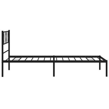 Metal Bed Frame without Mattress with Headboard Black 90x190cm