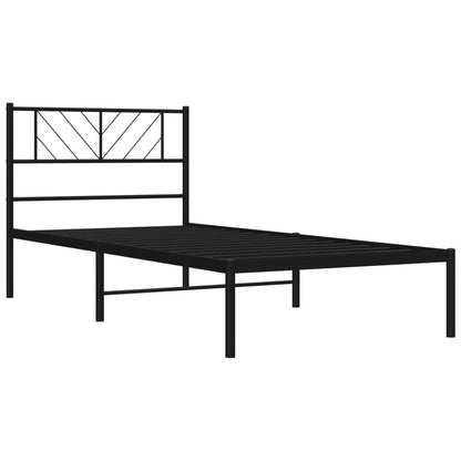 Metal Bed Frame without Mattress with Headboard Black 90x200cm