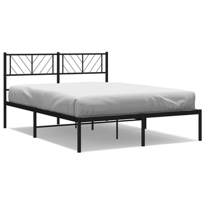 Metal Bed Frame without Mattress with Headboard Black 140x200cm
