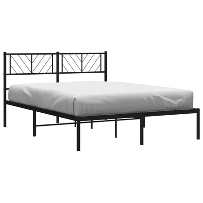 Metal Bed Frame without Mattress with Headboard Black 140x200cm