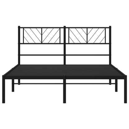 Metal Bed Frame without Mattress with Headboard Black 160x200cm