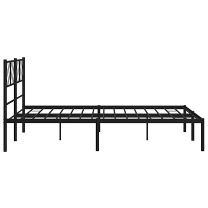 Metal Bed Frame without Mattress with Headboard Black 160x200cm