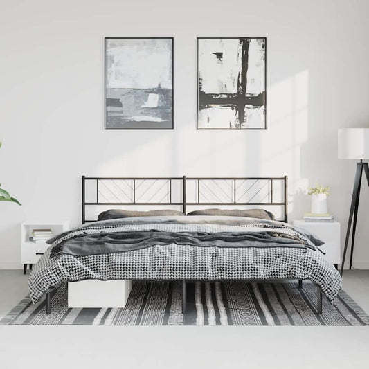 Metal Bed Frame without Mattress with Headboard Black 183x213cm