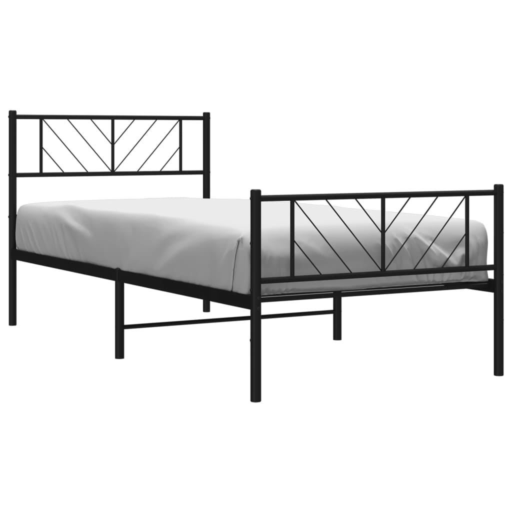 Metal Bed Frame without Mattress with Footboard Black 80x200cm