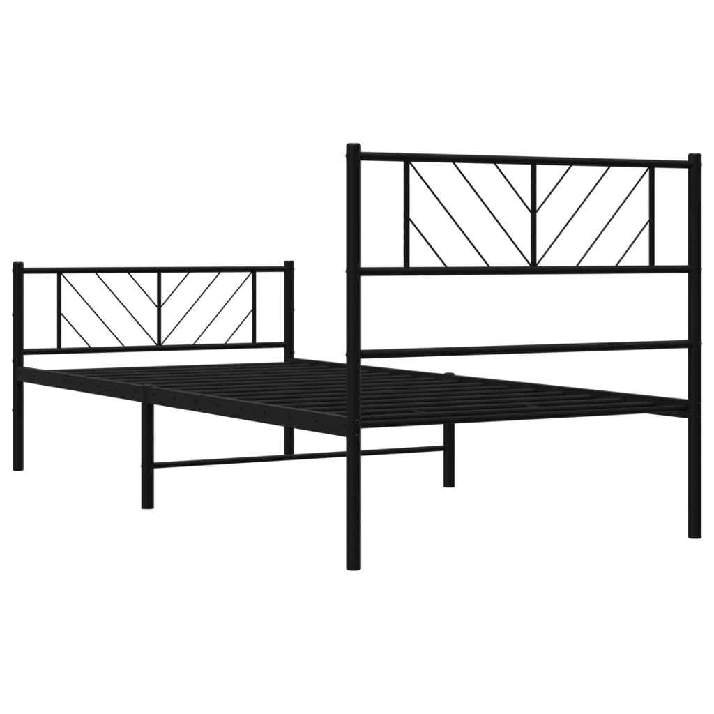 Metal Bed Frame without Mattress with Footboard Black 80x200cm